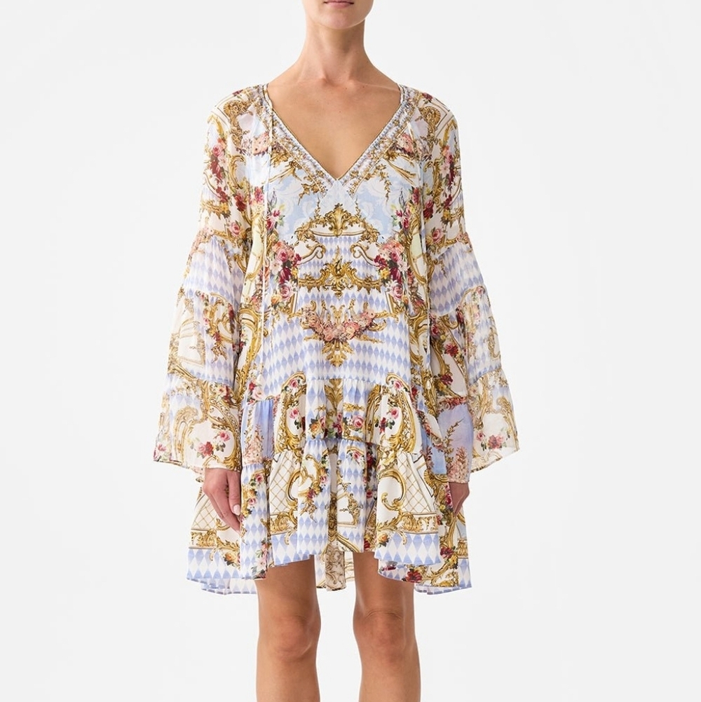 NWT Camilla Silk Mini Dress Throne Games S